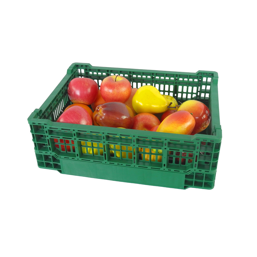 Eco-Friendly 400x300x140mm PP Reusable Folding Container Collapsible Plastic Crate Mesh for Fruits Storage Storage Basket Bins