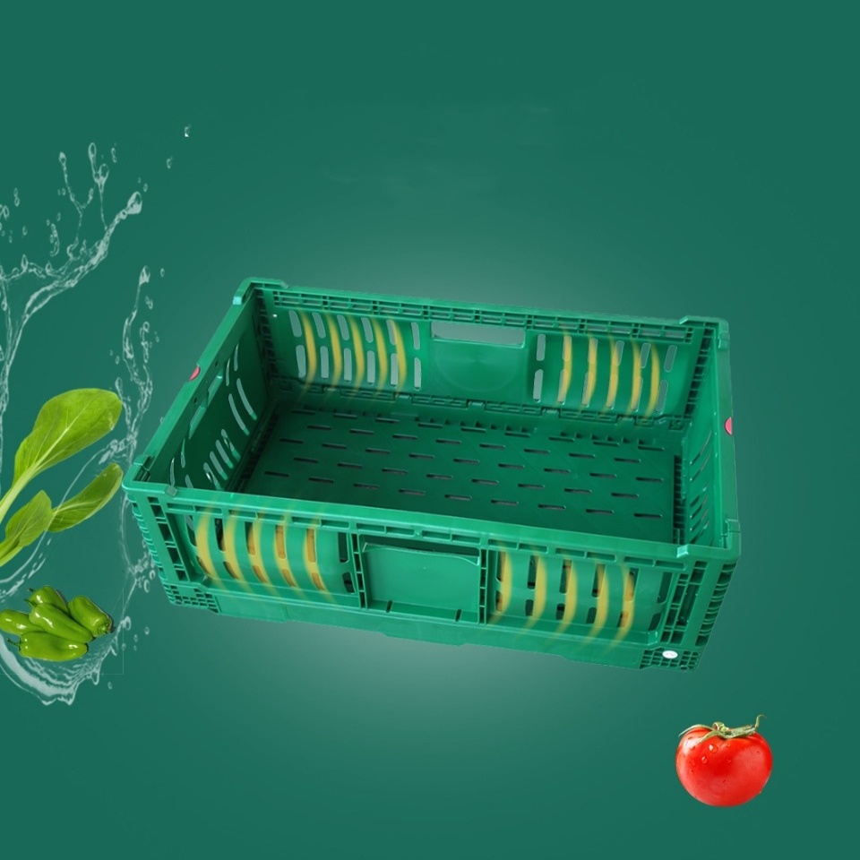 QUANYUN Convenient Reusable Nestable PP Folding Crate Basket KN604022W-HS