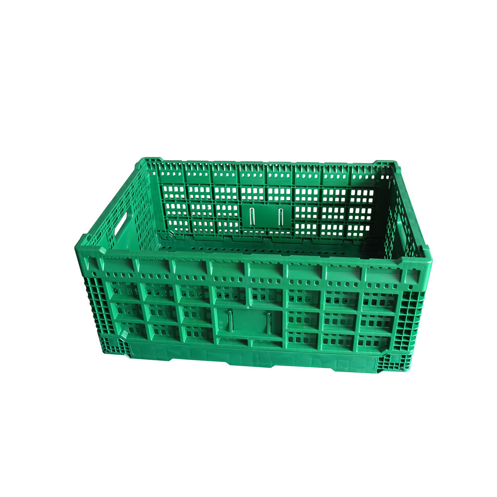 QUANYUN Recyclable Nestable Foldable Stackable Vegetable Turnover PP Plastic Folding Container Crate KN604026W-1