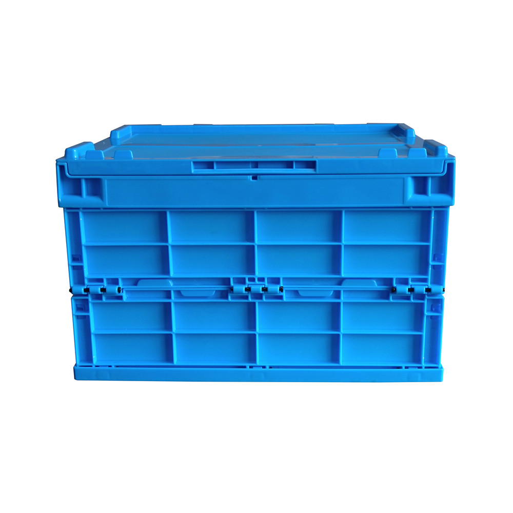 QUANYUN Recyclable Blue Opaque PP Crate Foldable Stackable Container with Solid Crate XS4030255C
