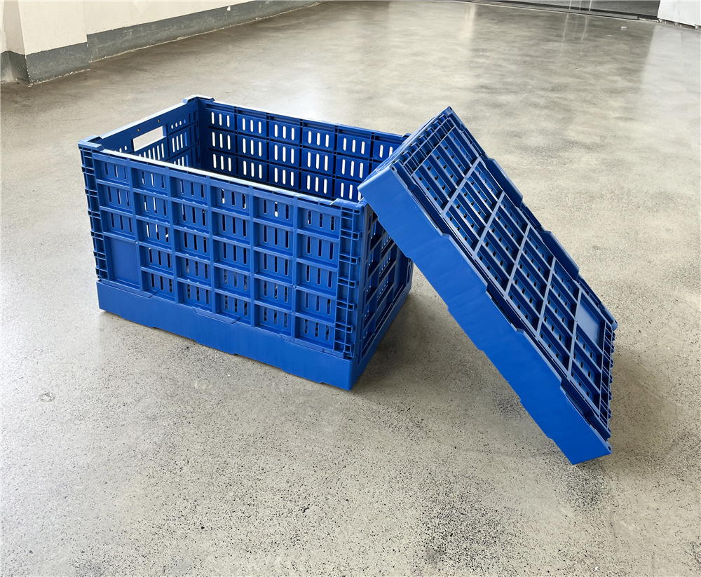 QUANYUN Blue Recyclable Plastic Folding Crate KN604040W-S