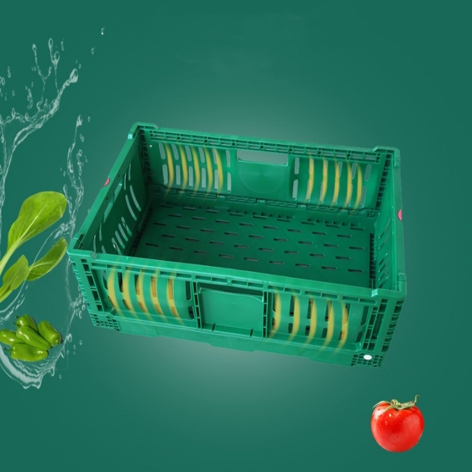 QUANYUN Stackable Mesh Style Reusable Plastic Crate KN604022W-HS
