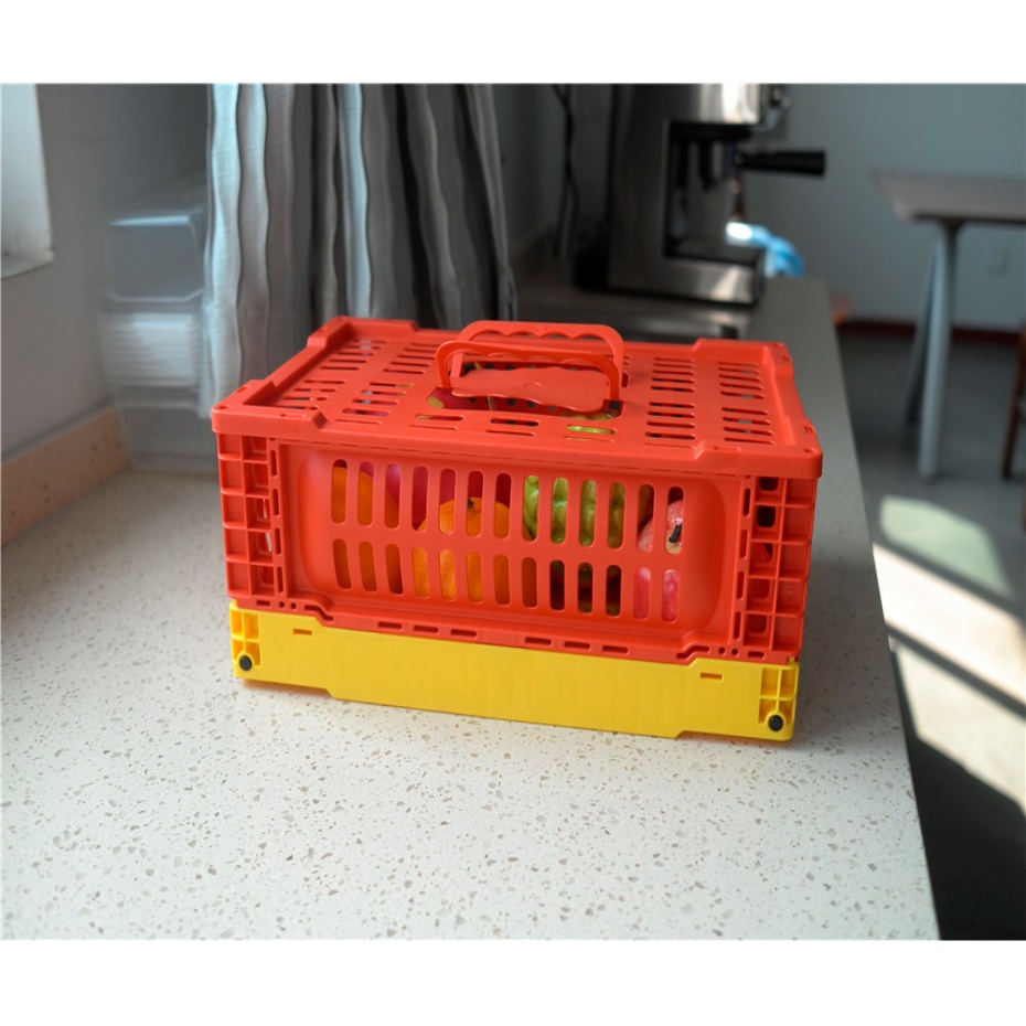 QUANYUN Stylish Mesh Storage Foldable Recyclable Food-Grade PP Plastic Crate KN302012C
