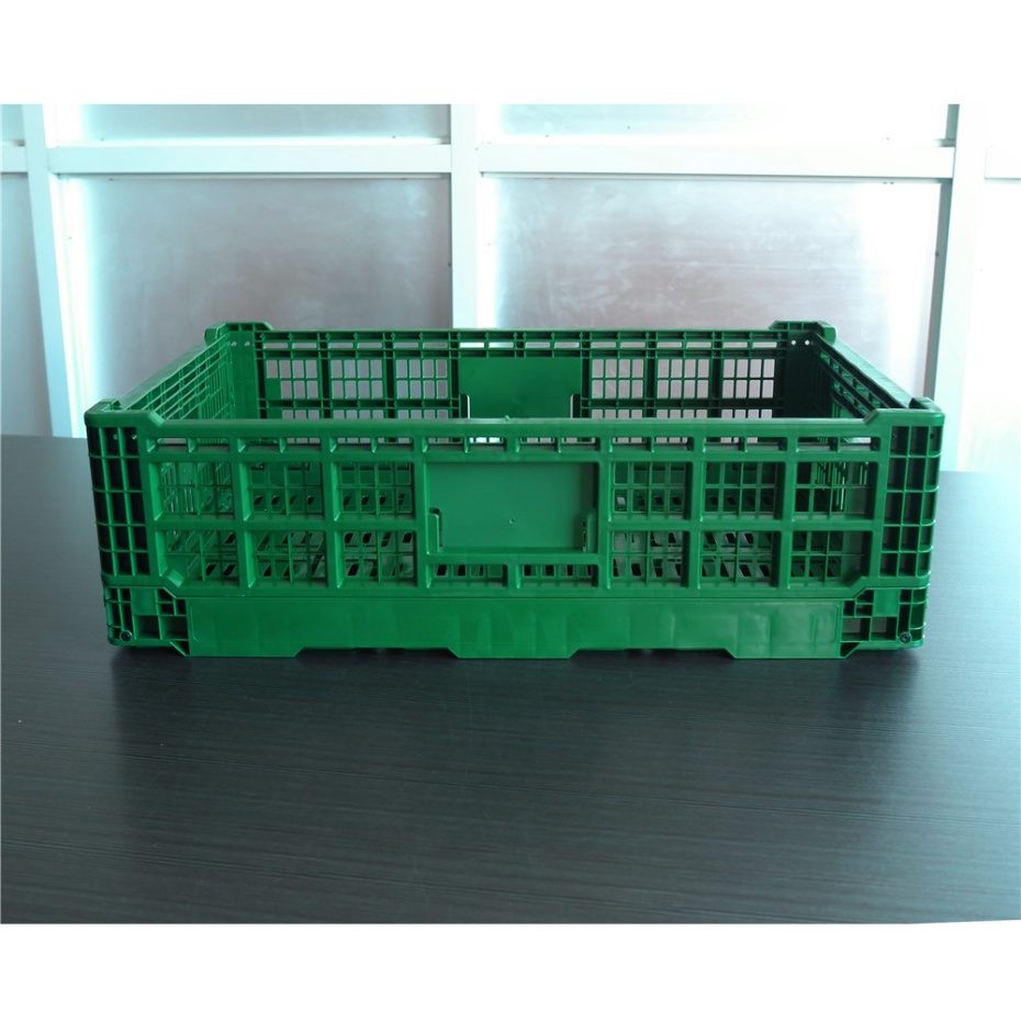QUANYUN Recyclable Foldable Plastic Crates Mesh Design Basket KN604022W-1
