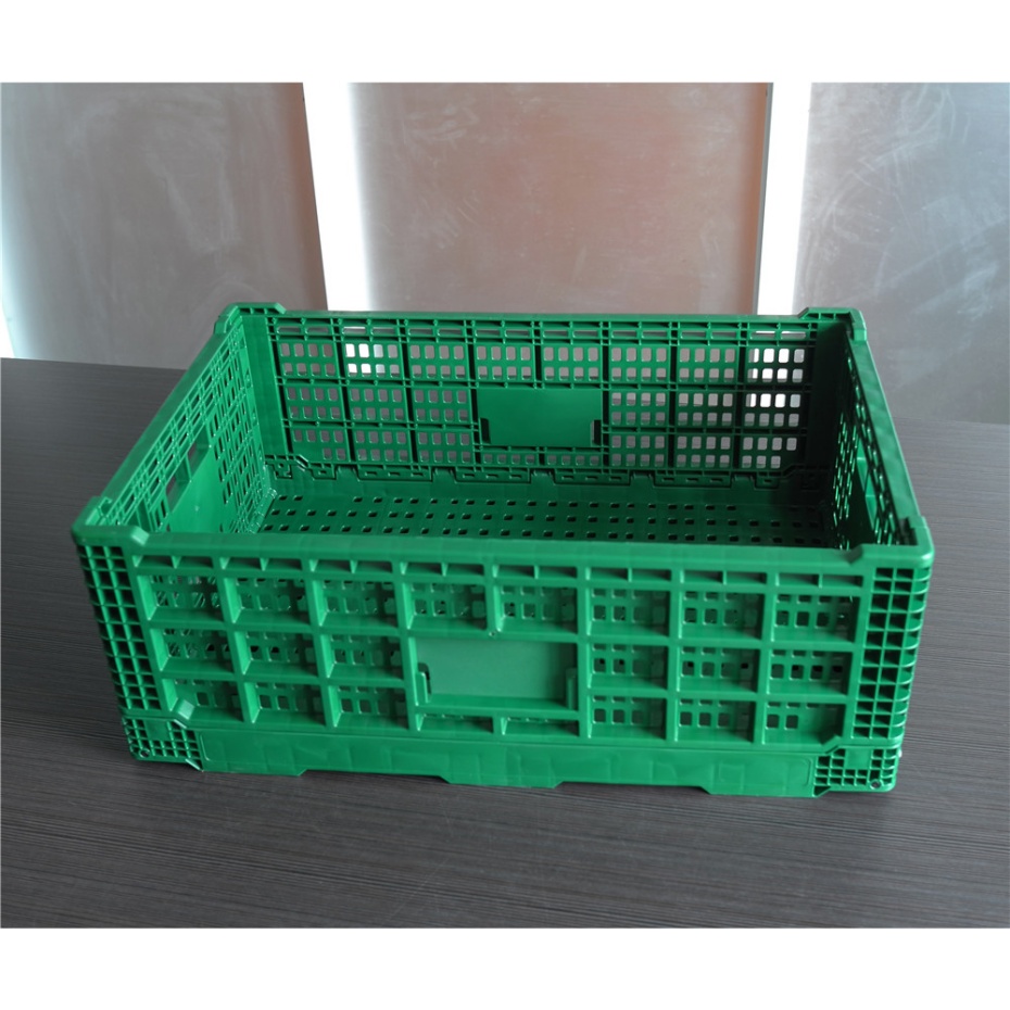 QUANYUN Recyclable Nestable Foldable Stackable Vegetable Turnover PP Plastic Folding Container Crate KN604026W-1