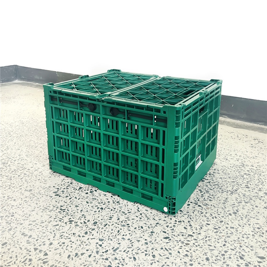 QUANYUN Nestable Lightweight Plastic Crates Heavy Duty Foldable PP Mesh Basket KB605034C